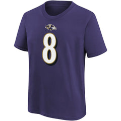 Lamar Jackson Baltimore Ravens Youth Player Name & Number T-Shirt - Purple outlet