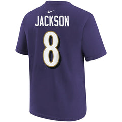 Lamar Jackson Baltimore Ravens Youth Player Name & Number T-Shirt - Purple outlet