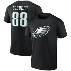 Dallas Goedert Philadelphia Eagles Icon Player Name & Number T-Shirt - Black sale