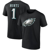 Jalen Hurts Philadelphia Eagles Icon Player Name & Number T-Shirt - Black sale