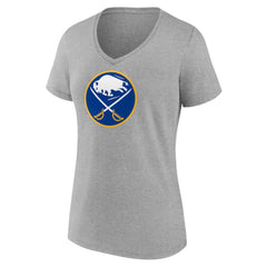 Buffalo Sabres Women's Primary Logo Team V-Neck T-Shirt - Heather Gray T-shirts
