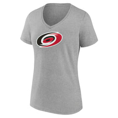 Carolina Hurricanes Women's Primary Logo Team V-Neck T-Shirt - Heather Gray T-shirts