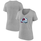 Colorado Avalanche Women's Primary Logo Team V-Neck T-Shirt - Heather Gray T-shirts