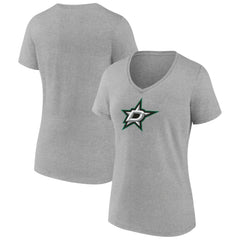 Dallas Stars Women's Primary Logo Team V-Neck T-Shirt - Heather Gray T-shirts