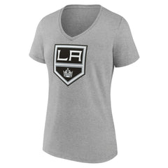 Los Angeles Kings Women's Primary Logo Team V-Neck T-Shirt - Heather Gray T-shirts