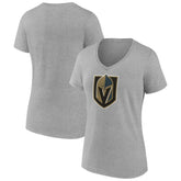 Vegas Golden Knights Women's Primary Logo Team V-Neck T-Shirt - Heather Gray T-shirts