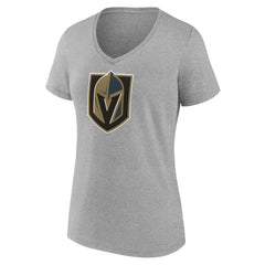 Vegas Golden Knights Women's Primary Logo Team V-Neck T-Shirt - Heather Gray T-shirts