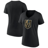 Vegas Golden Knights Women's Team Primary Logo V-Neck T-Shirt - Black T-shirts