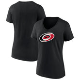 Carolina Hurricanes Women's Team Primary Logo V-Neck T-Shirt - Black T-shirts