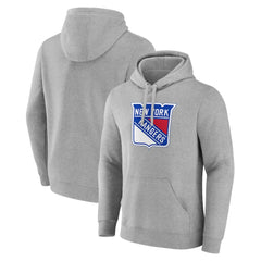 New York Rangers Primary Team Logo Pullover Hoodie - Gray Hoodies