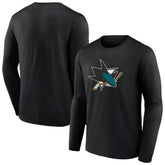 San Jose Sharks Primary Logo Team Long Sleeve T-Shirt - Black T-shirts