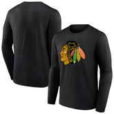 Chicago Blackhawks Primary Logo Team Long Sleeve T-Shirt - Black T-shirts