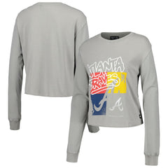 Atlanta Braves The Wild Collective Women's Cropped Long Sleeve T-Shirt Gray