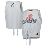 Atlanta Braves The Wild Collective Women's Twisted Tie Front Tank Top White