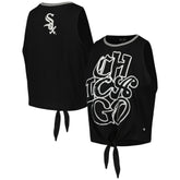 Chicago White Sox The Wild Collective Women's Twisted Tie Front Tank Top Black