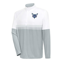 Charlotte Hornets Antigua Bender Quarter-Zip Pullover Top - White/Gray for sale