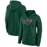 Minnesota Wild Women's Primary Logo Pullover Hoodie - Green Hoodies