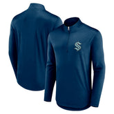 Seattle Kraken Fanatics Mock Neck Quarter-Zip Top - Deep Sea Blue Tops