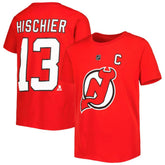 Nico Hischier New Jersey Devils Youth Player Name & Number T-Shirt - Red T-shirts