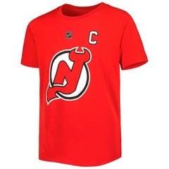 Nico Hischier New Jersey Devils Youth Player Name & Number T-Shirt - Red T-shirts