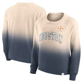 Houston Astros Women's Luxe Lounge Arch Raglan Pullover Sweatshirt Tan/Navy