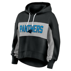 Carolina Panthers Women's Filled Stat Sheet Lighweight Modest Crop Hoodie - Black discount