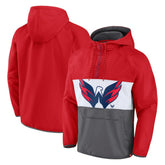 Washington Capitals Fanatics Flagrant Foul Anorak Raglan Half-Zip Hoodie Jacket - Red Hoodies