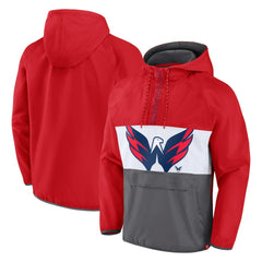 Washington Capitals Fanatics Flagrant Foul Anorak Raglan Half-Zip Hoodie Jacket - Red Hoodies