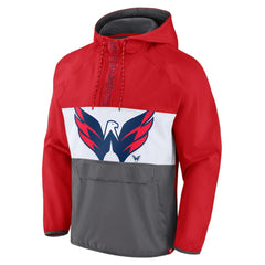 Washington Capitals Fanatics Flagrant Foul Anorak Raglan Half-Zip Hoodie Jacket - Red Hoodies