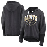 New Orleans Saints Women's Lightewight Modest Crop Lounge Helmet Arch Pullover Hoodie - Charcoal online