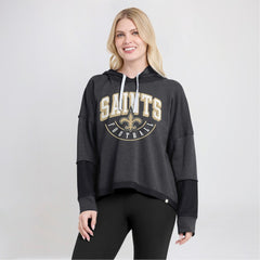 New Orleans Saints Women's Lightewight Modest Crop Lounge Helmet Arch Pullover Hoodie - Charcoal online