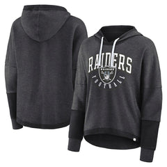 Las Vegas Raiders Women's Lightewight Modest Crop Lounge Helmet Arch Pullover Hoodie - Charcoal for sale