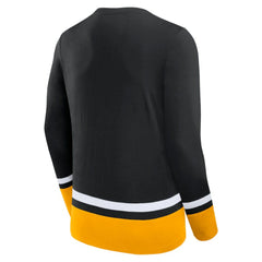 Boston Bruins Fanatics Back Pass Lace-Up Long Sleeve T-Shirt - Black T-shirts