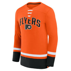 Philadelphia Flyers Fanatics Back Pass Lace-Up Long Sleeve T-Shirt - Orange T-shirts