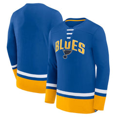 St. Louis Blues Fanatics Back Pass Lace-Up Long Sleeve T-Shirt - Blue T-shirts
