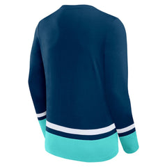 Seattle Kraken Fanatics Back Pass Lace-Up Long Sleeve T-Shirt - Deep Sea Blue T-shirts