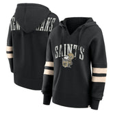 New Orleans Saints Women's Bold Move Dolman V-Neck Hip HIp Hoodie - Black on sale