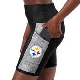 Pittsburgh Steelers Certo Women's High Waist Logo Two-Pocket Biker Shorts - Black online