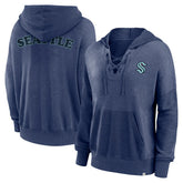 Seattle Kraken Fanatics Women's Breakout Lace-Up Pullover Hoodie - Navy Hoodies