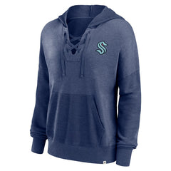 Seattle Kraken Fanatics Women's Breakout Lace-Up Pullover Hoodie - Navy Hoodies
