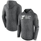 St. Louis Blues Fanatics Stacked Long Sleeve Hoodie T-Shirt - Heather Charcoal T-shirts