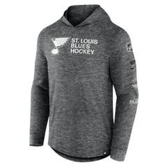 St. Louis Blues Fanatics Stacked Long Sleeve Hoodie T-Shirt - Heather Charcoal T-shirts