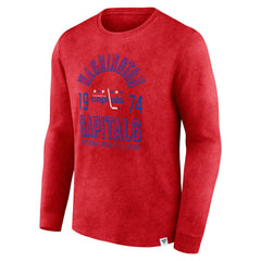 Washington Capitals Fanatics Keep The Zone Long Sleeve T-Shirt - Heather Red T-shirts