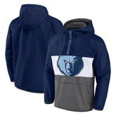 Memphis Grizzlies Anorak Flagrant Foul Color-Block Raglan Hoodie Half-Zip Jacket - Navy/Gray for sale