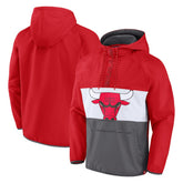 Chicago Bulls Anorak Flagrant Foul Color-Block Raglan Hoodie Half-Zip Jacket - Red/Gray shop