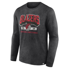Portland Trail Blazers Front Court Press Snow Wash Long Sleeve T-Shirt - Heather Charcoal cheap