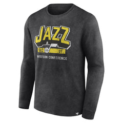 Utah Jazz Front Court Press Snow Wash Long Sleeve T-Shirt - Heather Charcoal discount