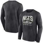 Brooklyn Nets Front Court Press Snow Wash Long Sleeve T-Shirt - Heather Charcoal sale