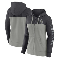 Chicago White Sox Women's City Ties Hoodie Full-Zip Sweatshirt Heather Charcoal/Gray