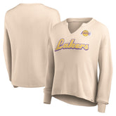 Los Angeles Lakers Women's Go For It Long Sleeve Notch Neck T-Shirt - Tan shop
